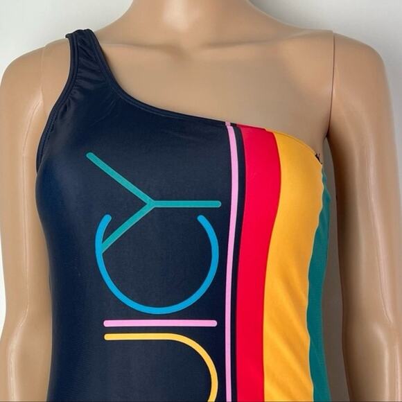 Juicy Couture One Shoulder Black Color Block One Piece Bathing Suit - Picture 5 of 13